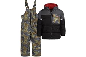 iXtreme Boys Snowsuit Set - 2 Piece Polar Fleece Lined Weather Resistant Insulated Ski Jacket & Snow Bibs Overalls for Boys