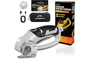 X.I. PRODUCTS Cordless Electric Scissors – 4V Rotary Fabric & Cardboard Cutter – Light-Duty Carpet Cutting Tool for Crafting and Home Use – Portable Rechargeable Box Cutting Machine with Replaceable & Extra Blade