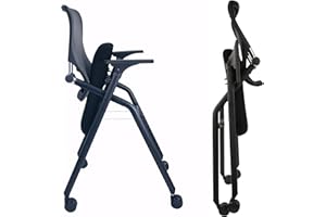 BLANEDUO Updated Conference Room Chairs, Folding Office Desk Chair with Lumbar Support and Sliding Armrest with Casters, Stackable Office Guest Chairs & Reception Chairs, 1 Pack Grey