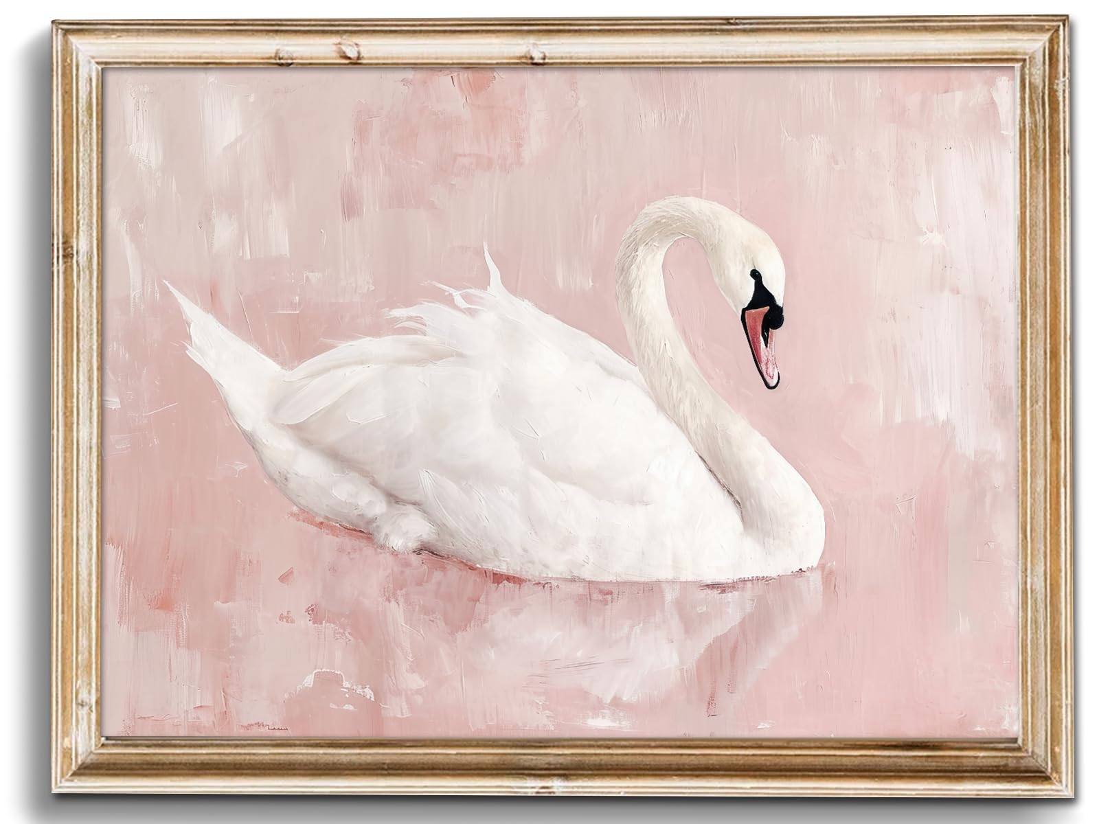Photo 1 of uniro Vintage Wall Art Prints Swan Decor Classical White Swan Canvas Oil Painting Poster for Pink Room Decor, Watercolor Vintage Art Pictures, Pastel Pink Coquette Room Decor for Nursery R oom Deco.r, Bedroom, Girly R.oom Decor for Nursery Bedroom Bathroo