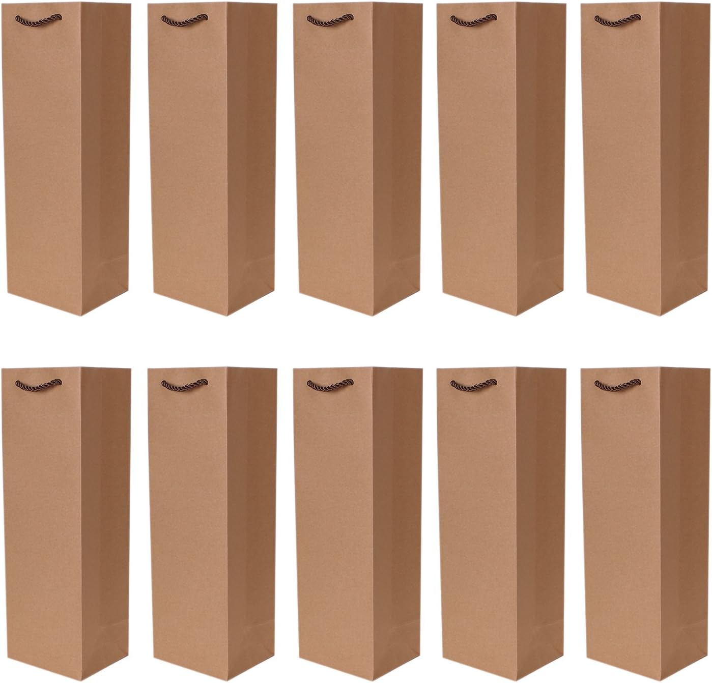 Pack of 10 Noble Bottle Gift Bags Nature for Wine Sparkling Wine and Champagne 36 cm x 12 cm x 10 cm - 14.17" x 4.72" x 3.94"