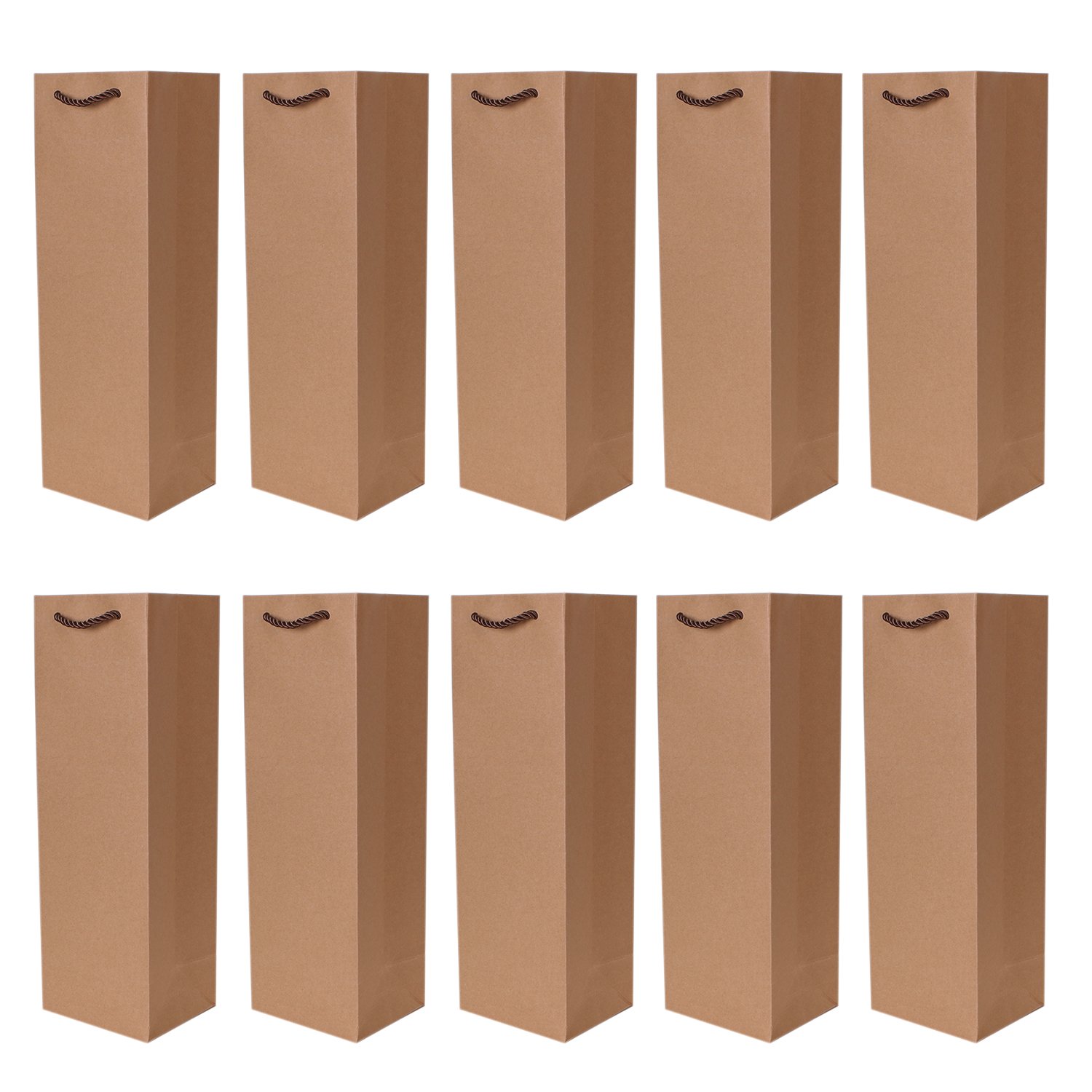 Pack of 10 Noble Bottle Gift Bags Nature for Wine Sparkling Wine and Champagne 36 cm x 12 cm x 10 cm - 14.17" x 4.72" x 3.94"