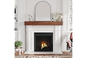 Hayiodda Fireplace Mantel, 60" Faux Fireplace Mantel, Solid Wood Floating Mantel Shelf, Wood Mantels for Fireplace, Fireplace Mantel Decor, 60" L x 9" W x 6" H, Honey Brown
