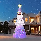 JOYHALO 10FT Inflatable Christmas Tree, White Christmas Tree with Colorful Rotating LED Lights, Blow Up Yard Decorations, Christmass Outdoor Inflatables Also for Indoor, Lawn, Party Decor