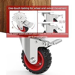 Homhoo 4" Swivel Caster Wheels with Safety Dual