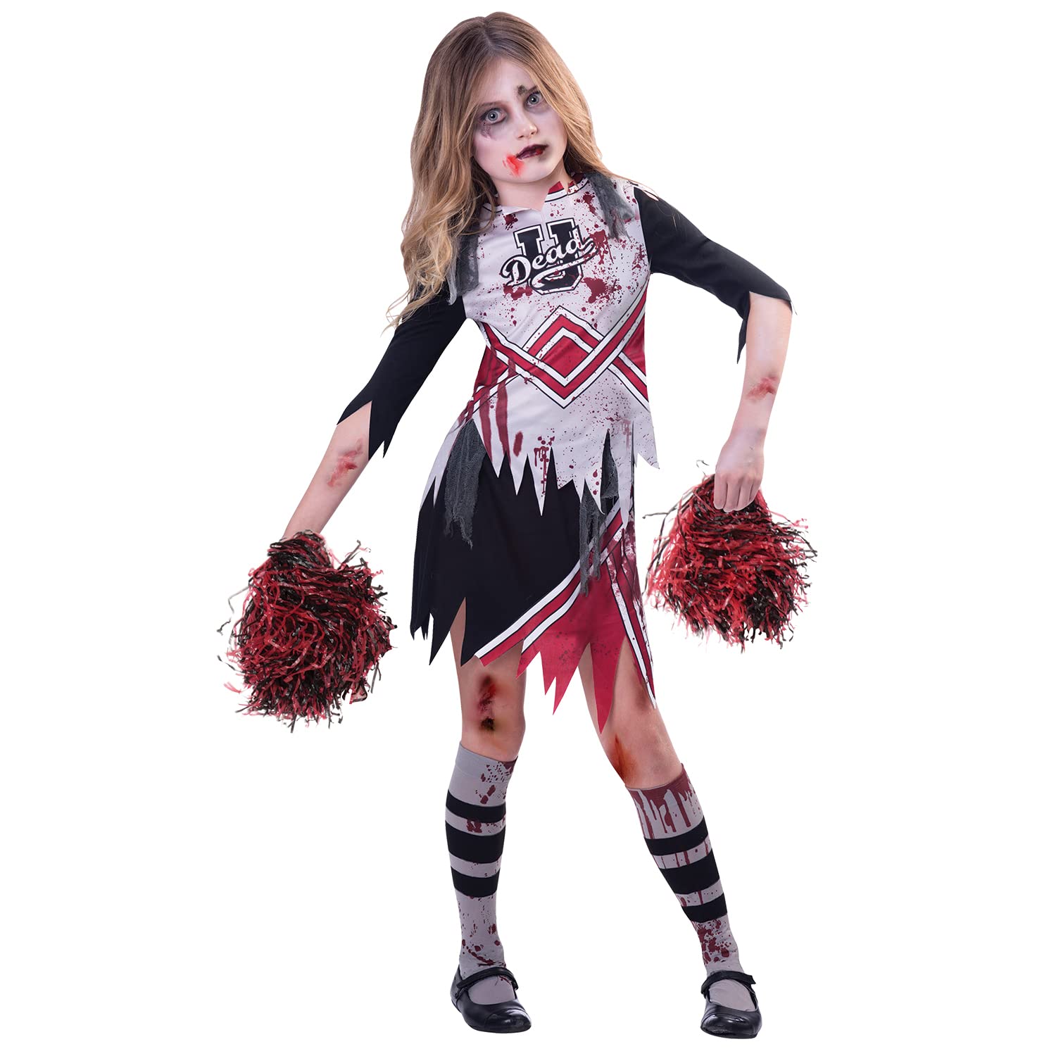 amscan 9914707 Childs Zombie Cheerleader Fancy Dress Halloween Costume High School Outfit (12-14 Years)