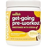 Wellah Get-Going Pre-Workout Drink Mix (Pina Colada Flavored, 30 Servings) - with Citrulline Malate and L-Theanine, 200mg of Natural Caffeine & 1000mg of Beta-Alanine