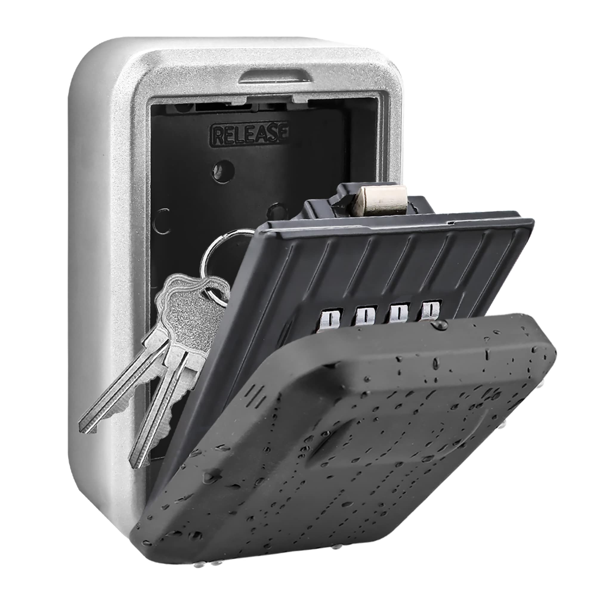 BenRich Key Safe Wall Mounted Outdoor, Key Storage Box with 4 Digit Resettable Combination Lock, Fireproof and Weatherproof Metal Lockbox for Home, Garage, Shed, Office, Car