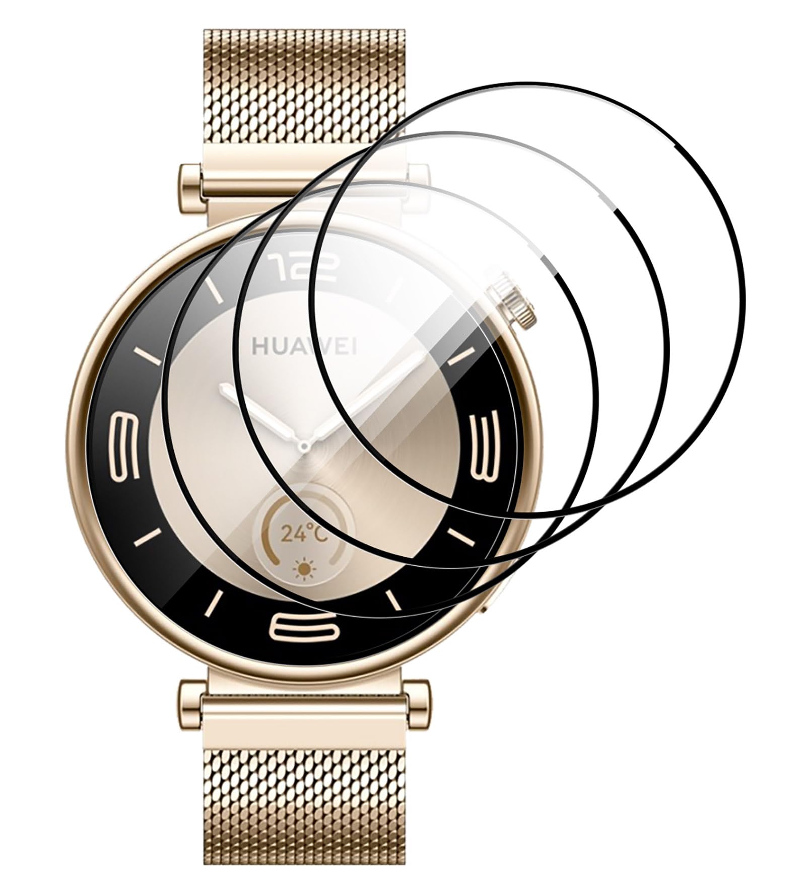 GIOPUEY 3 Pack Screen Protector for Huawei Watch GT 4 41mm, [ Full Coverage] Composite material Screen Protective Film, [Anti-Bubble] [Wear-resistant] - Transparent