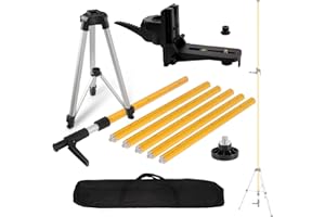 MOETER 13.8 Ft/4.2M Telescoping Laser Level Pole with Tripod - Adjustable Laser Level Stand for Rotary and Line Laser Level, 
