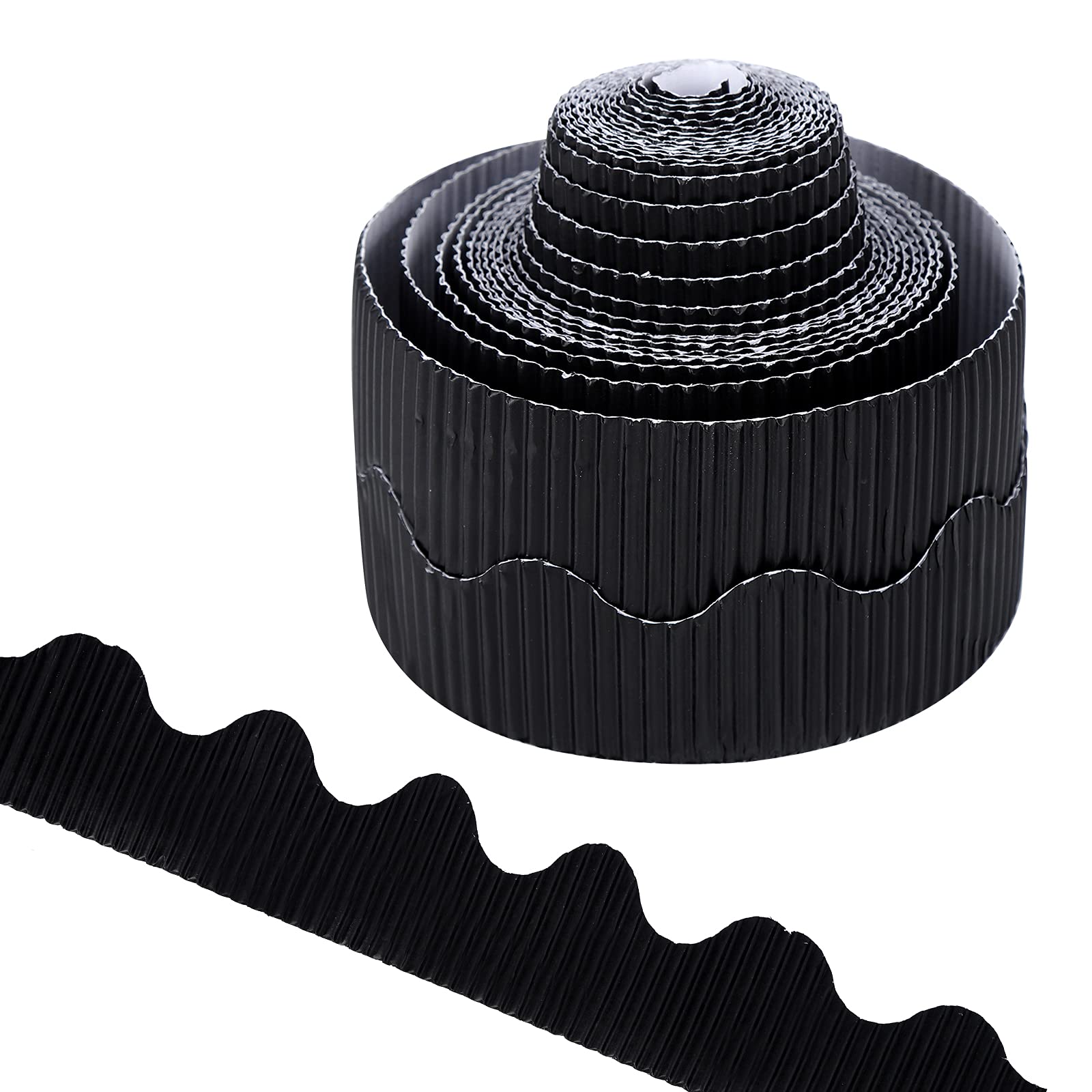 15M/Rolls Corrugated Display Borders for School Classroom Decorations,Black Border Rolls for Displays Border Rolls Corrugated Backing Paper for Wall Displays School Black
