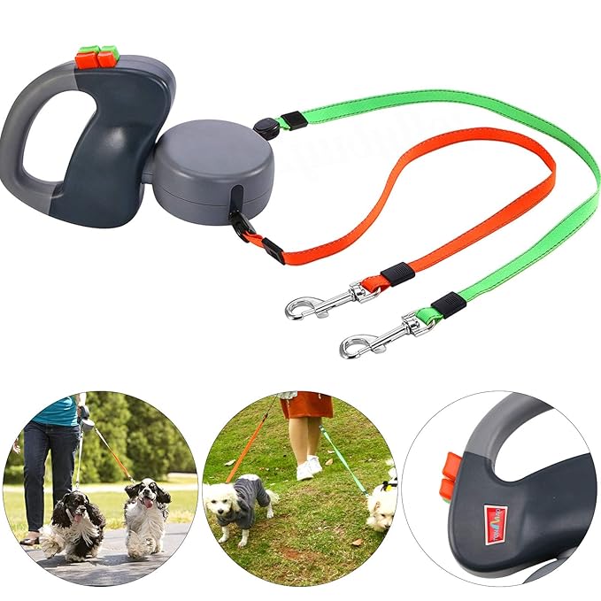 BALLSHOP Hundeleine Doppelleine Rollleine Gurtleine Versenkbare Dual Automatik 50KG