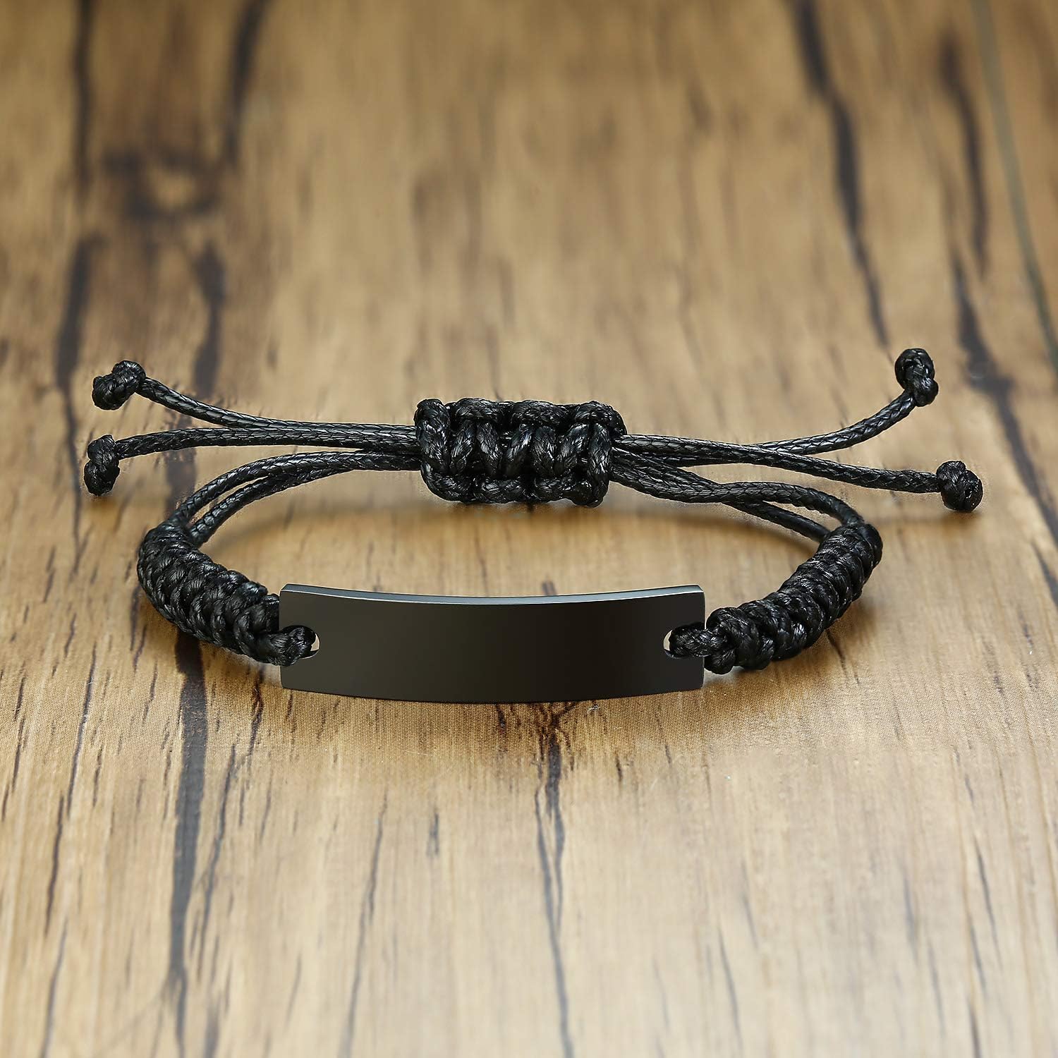 MEALGUET Stainless Steel Handmade Black Adjustable Cord Inspirational Courage Quote to My Son Bracelets to Boys, Birthday Graduation Gift Love Mom: Jewelry