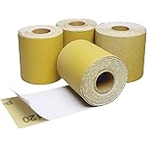 Total 20 Yards 2-3/4" Wide PSA Continuous Sandpaper Roll Kit - 80, 120, 220, 320 Grit Longboard Self Adhesive Stickyback Sanding Sheets for Automotive, Woodworking Sanding Blocks