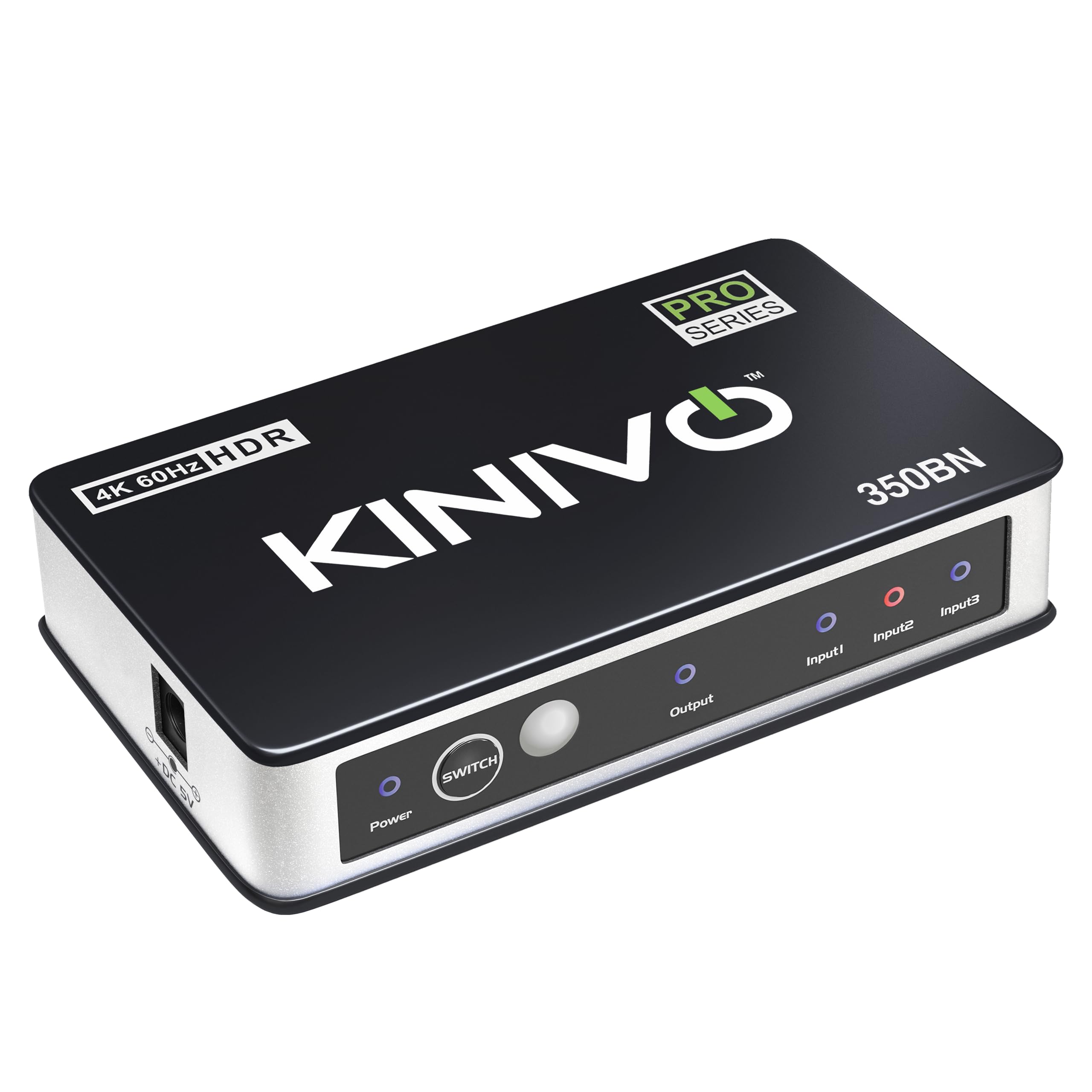 HDMI Switch 4K HDR 350BN (3 in 1 Out, 4K 60Hz HDR, HDMI 2.0, High Speed 18Gbps, IR Remote, HDCP) - Compatible with Roku, PS5, Xbox, Apple TV, Nintendo Switch, Cable Box