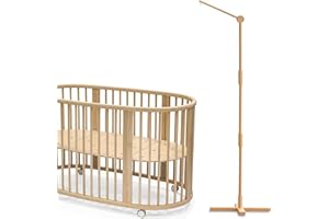 Lanttoe Crib Mobile Arm Wooden Floorstanding - 61 Inches Mobile Arm for Crib|Movable Baby Mobile Hanger|Strong Anti-Dumping Attachment|100% Natural EU Beech Wood|Thicker Wooden Pole|Boho Nursery Decor