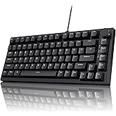 Ajazz AK820 75% Mechanical Gaming Keyboard, Wired Gasket Mount Hot-Swappable Keyboard with Volume Knob, 5-Layer Sound Dampening, PBT Keycaps, 82 Keys, Black