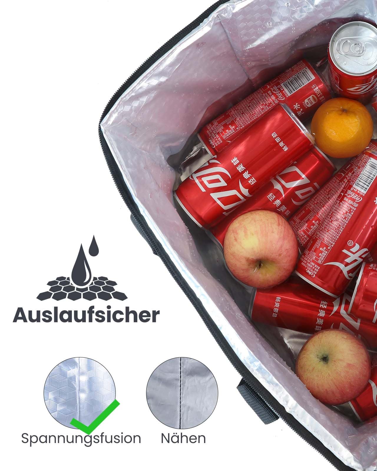 Kollea Kühltasche - 30L Picknicktasche - Isoliertasche - Lunchtasche Hält warm und kalt, Auslaufsicher, Mit Tragegurten, Mehrere Taschen - Ideal für Reisen, Camping, Grillen, Lebensmitteltransport 5
