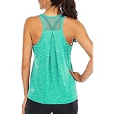 ICTIVE Workout Tops for Women Loose Fit Racerback Mesh Backless Muscle Tank Running Shirts