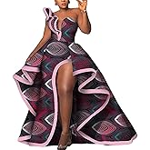 ABCWAX African Dresses for Women African Ankara Floral Print Maxi Long Strapless Prom Dresses