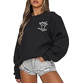 Fiscrat Halloween Spooky Season Oversized Sweatshirt Women Cute Ghost Sweatshirts Fall Embroidered Sweater Pullover Top