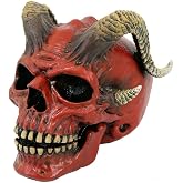 Pacific Giftware Red Devil Horned Skull Figurine Collectible Tabletop Dark Fantasy Accent 5 inch Tall