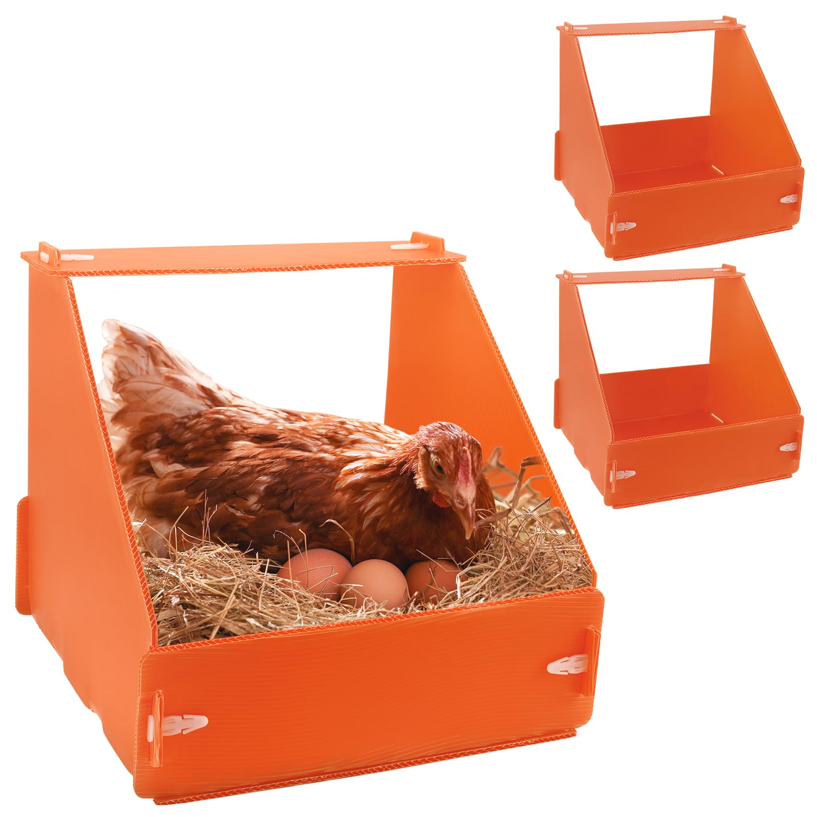Photo 1 of Touri 3 Pack Durable Chicken Nesting Boxes for Laying Eggs for Hens Ducks and Poultry, Orange