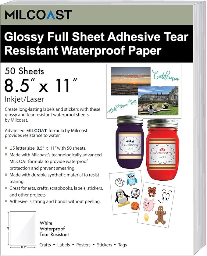 full sheet adhesive paper