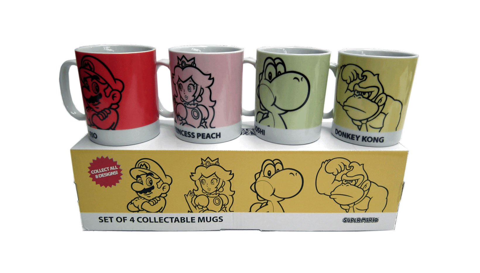 Super Mario 2D Retro Art Mugs, Pack of 4, Multi-Color