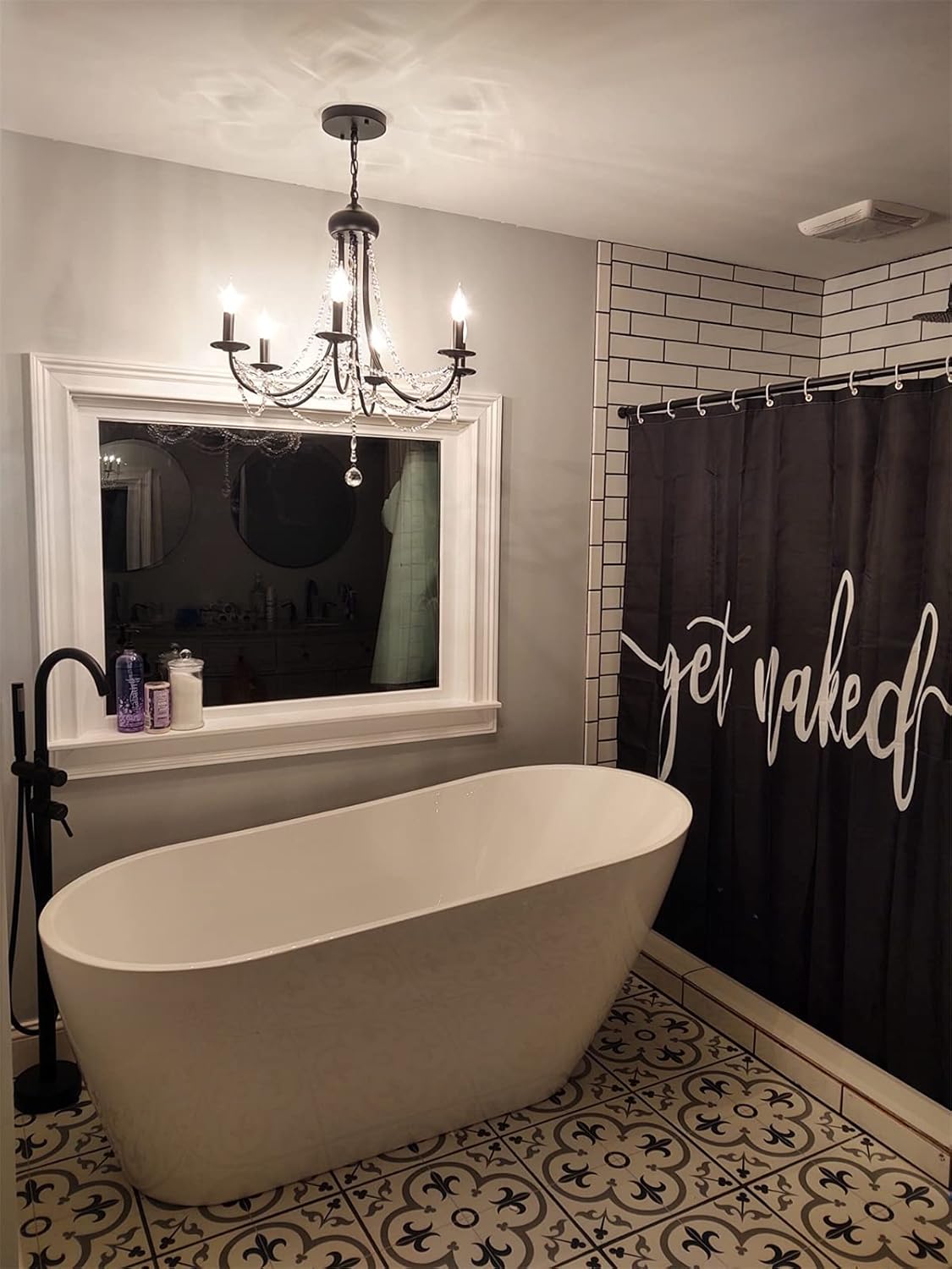 6-Light Black Farmhouse Crystal Chandelier Rustic Industrial Ceiling Lighting for Dining Room Living Room Kitchen Bedroom Foyer - - 