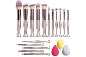 BS-MALL Makeup Brushes Stand Up Premium Synthetic Foundation Powder Concealers Eye Shadows (16champange)