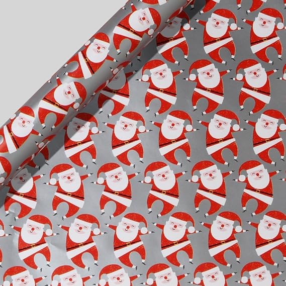 Paperchase Dancing Santas Christmas roll Wrapping Paper Amazon.co.uk