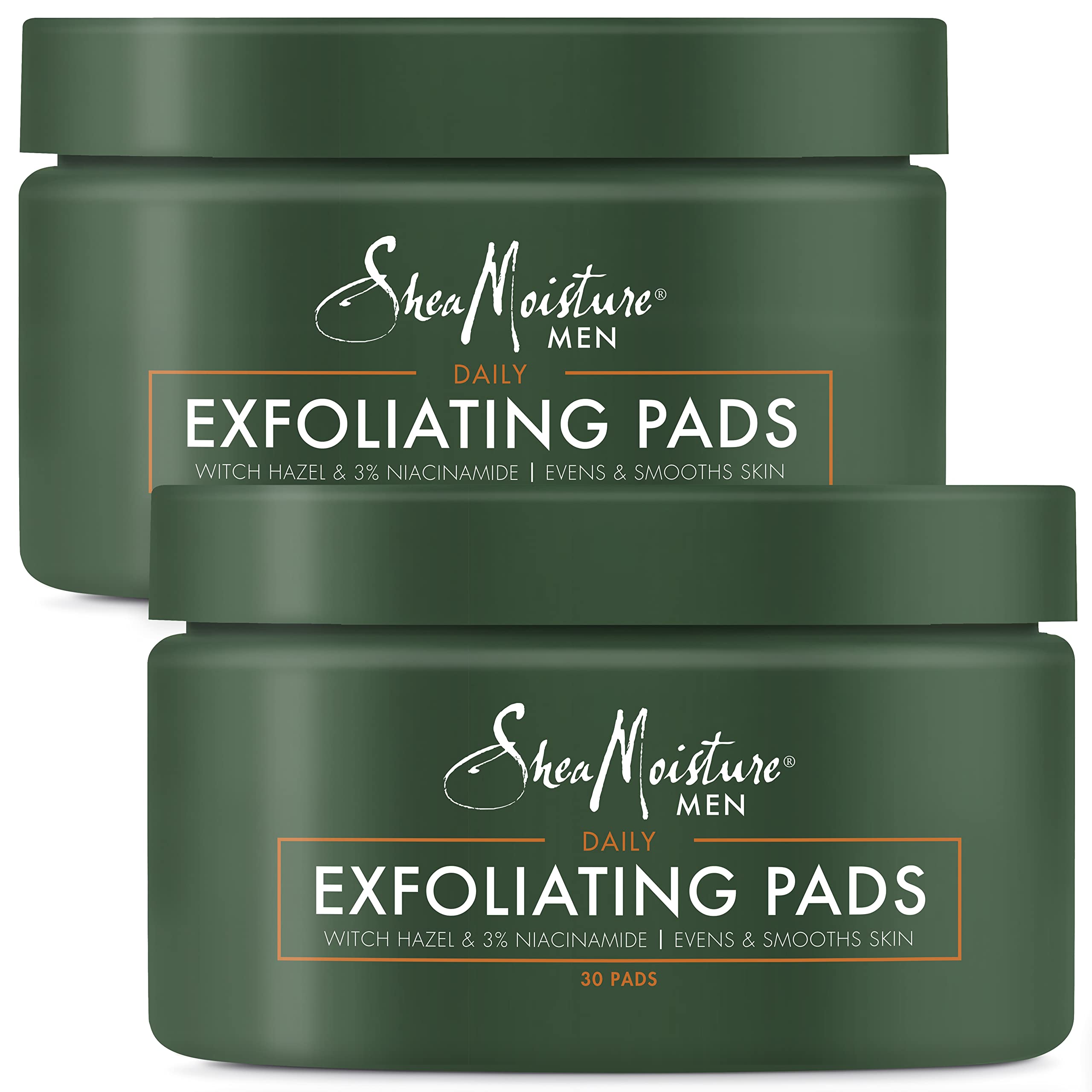 SheaMoisture Men, Exfoliating Pads, Textured Cotton Rounds with Witch Hazel & Niacinamide to Even and Smooth Skin, Facial Skin Care Products for Men, 2 Pack – 30 Pads Ea