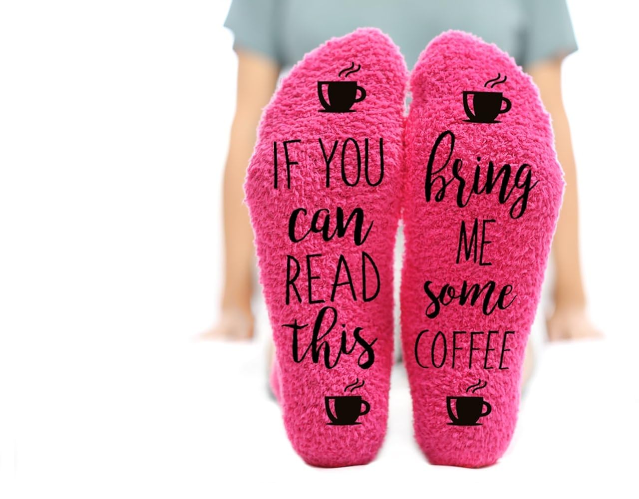 Wife Friend or Grandma Novelty Cupcake Packaging for Her Bring Me Coffee Fuzzy Pink Socks Birthday Gift Idea for Women Mom 1 Pair Christmas Stocking Stuffers Sister