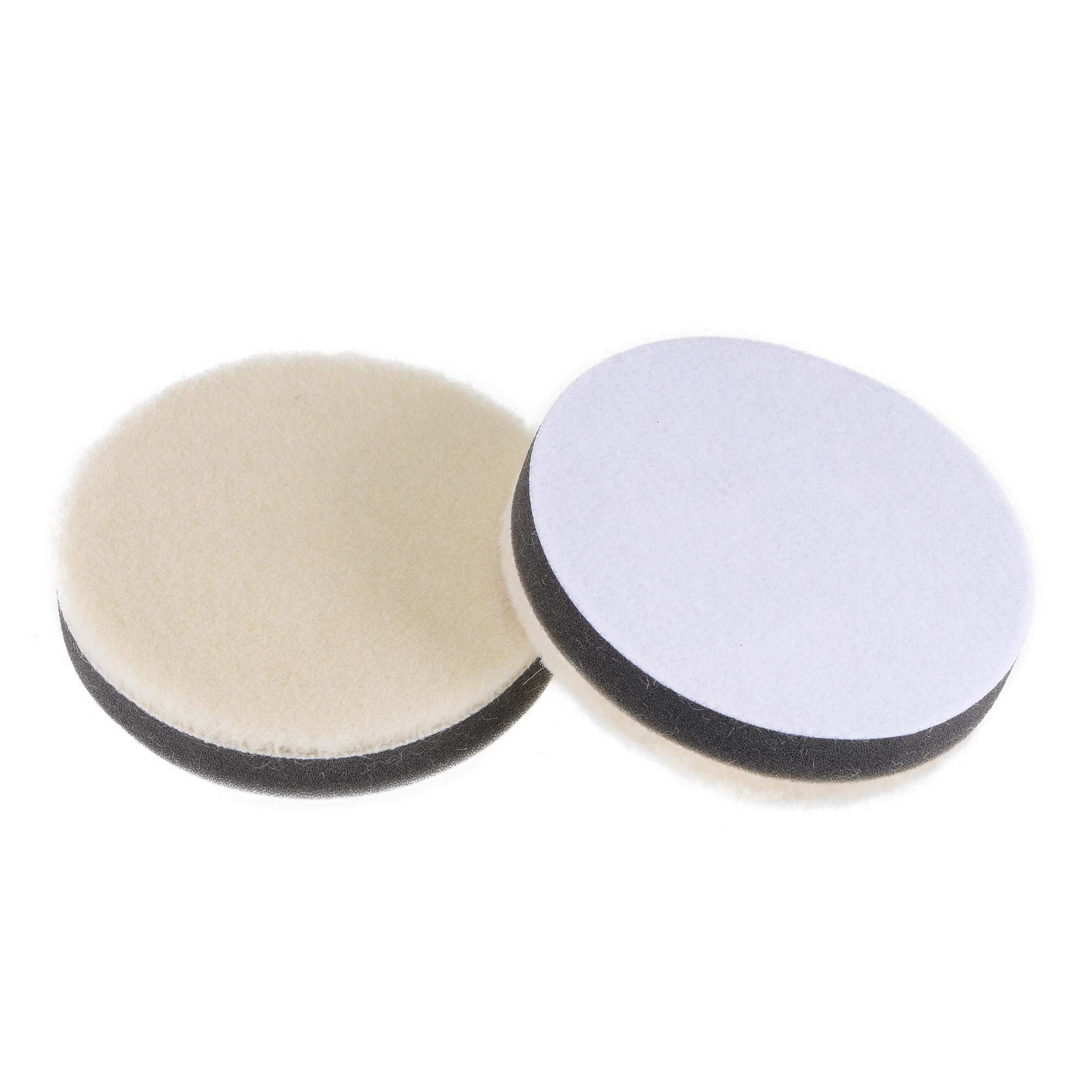 sourcing map 3" Wool Felt Sponge Polishing Pad Hook and Loop Buffing Wheel Fine Polishing for Orbital Polisher Buffer 2 Pcs