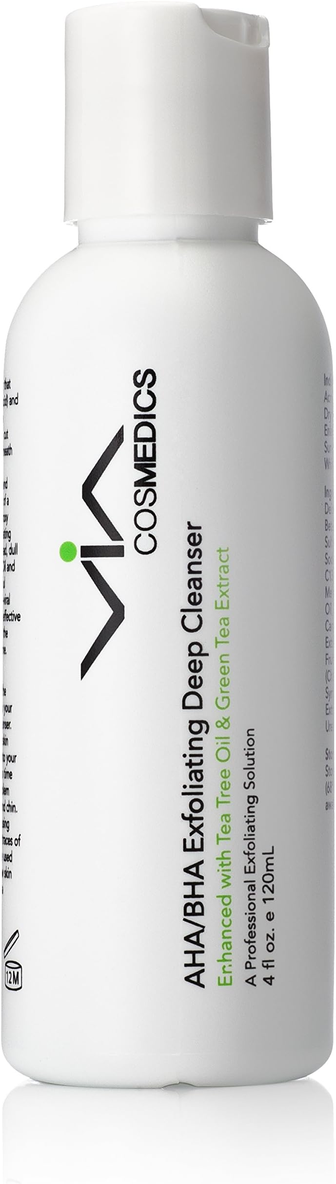 AHA/BHA Exfoliating Deep Cleanser | Salicylic and Glycolic Acids | Enhanced with Tea Tree Oil, Green Tea Extract | Professional Skincare Treatment