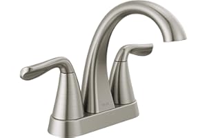 Delta Arvo Centerset Bathroom Faucet, Brushed Nickel 2-Handle Bathroom Faucet, Delta Bathroom Sink Faucet, Brushed Nickel 3-Hole Bathroom Faucet, Spotshield Stainless 25840LF-SS