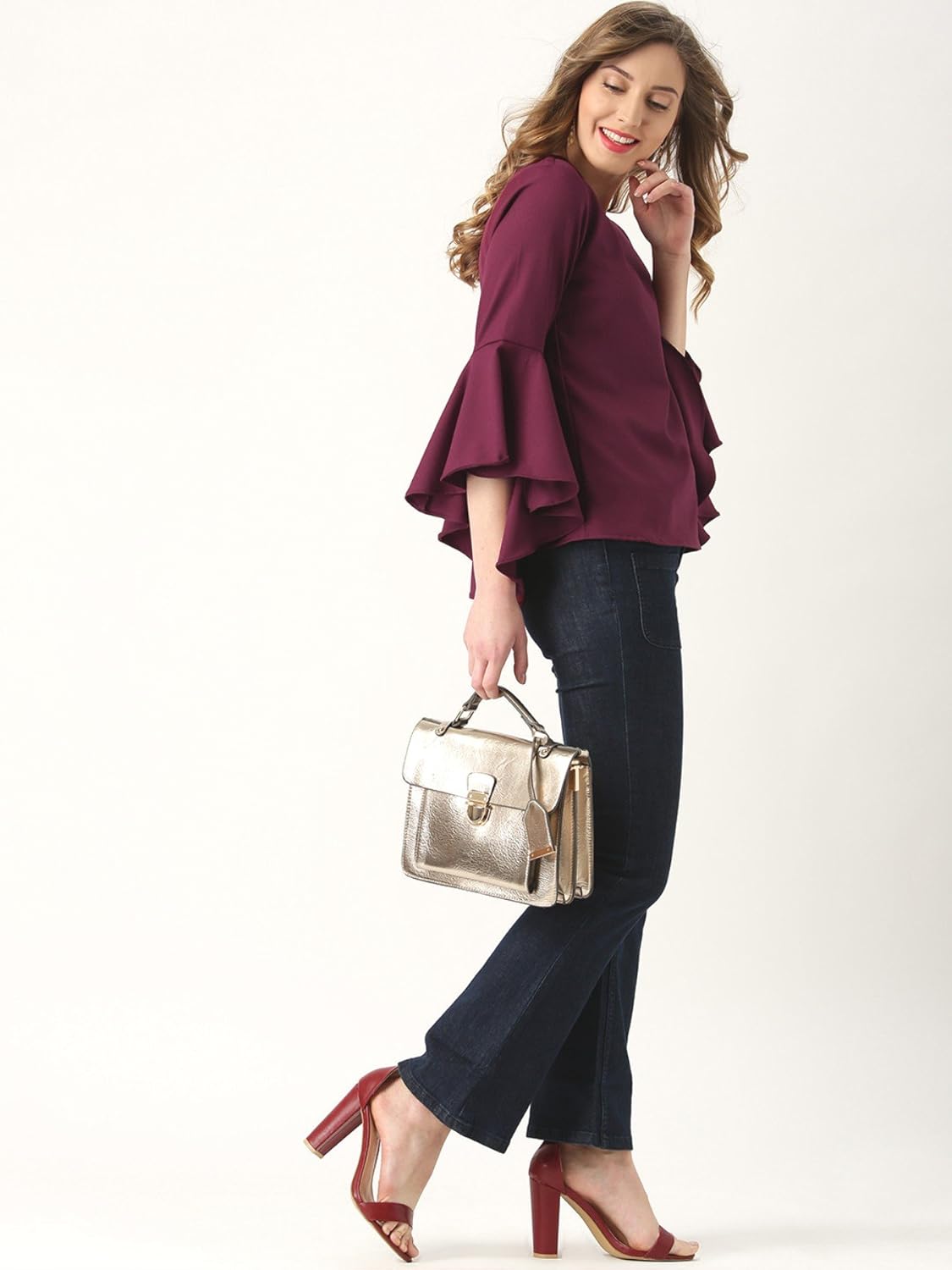 marie claire women's top (mc422--m, purple, medium)