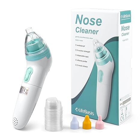 LifeBasis Baby Nasensauger - Elektrischer Nasalreiniger Nose Cleaner Nasal Aspirator für geborene kleine Kinder - 3 Saugstärk