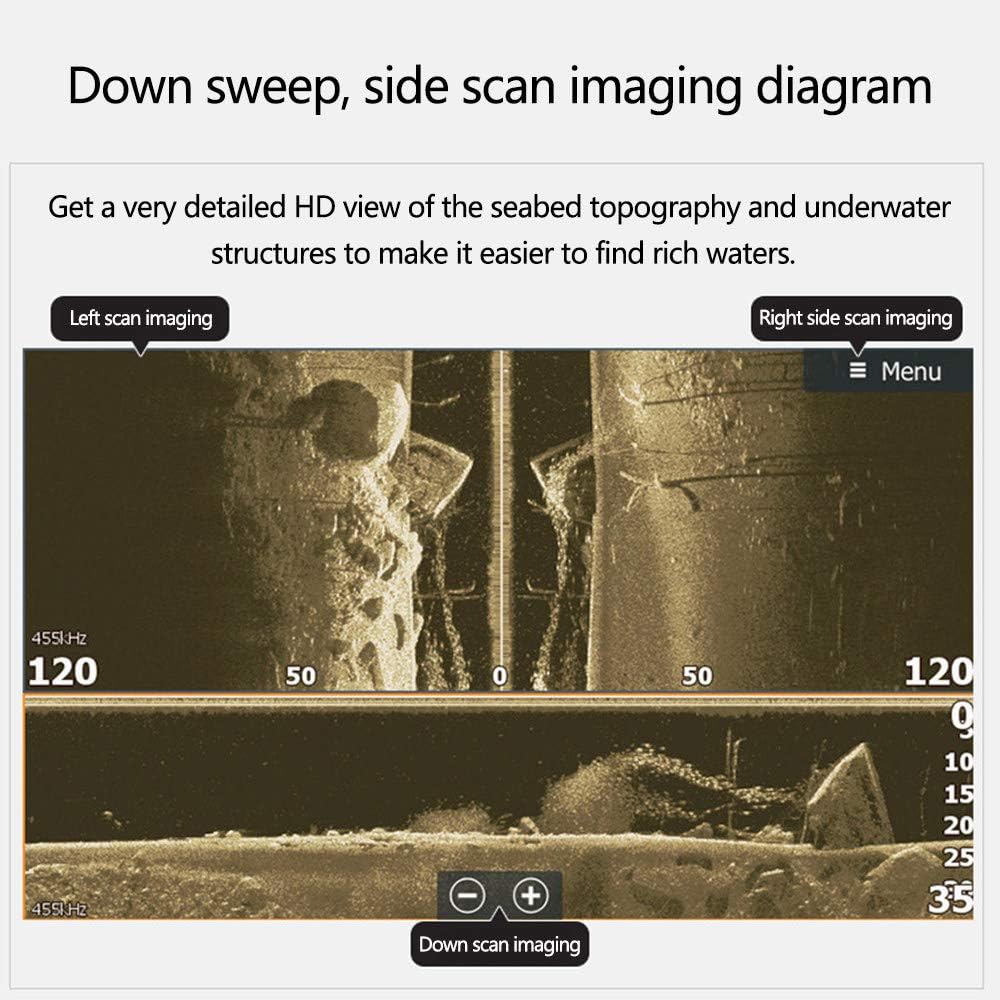 Amazon 魚探知機 視認性 Hd ソナー イカ 釣り探知機 9インチ 魚探知機 トリプルショットトランスデューサー 海洋ソナープローブ Amjfb 魚群探知機