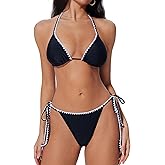 SUUKSESS Women Cheeky Halter String Bikini Sets Sexy Triangle Two Piece Swimsuit