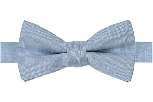 BELLUNO Solid Bow Tie Pre-Tied for Men and Boys, Cotton and Linen Blended Bowties
