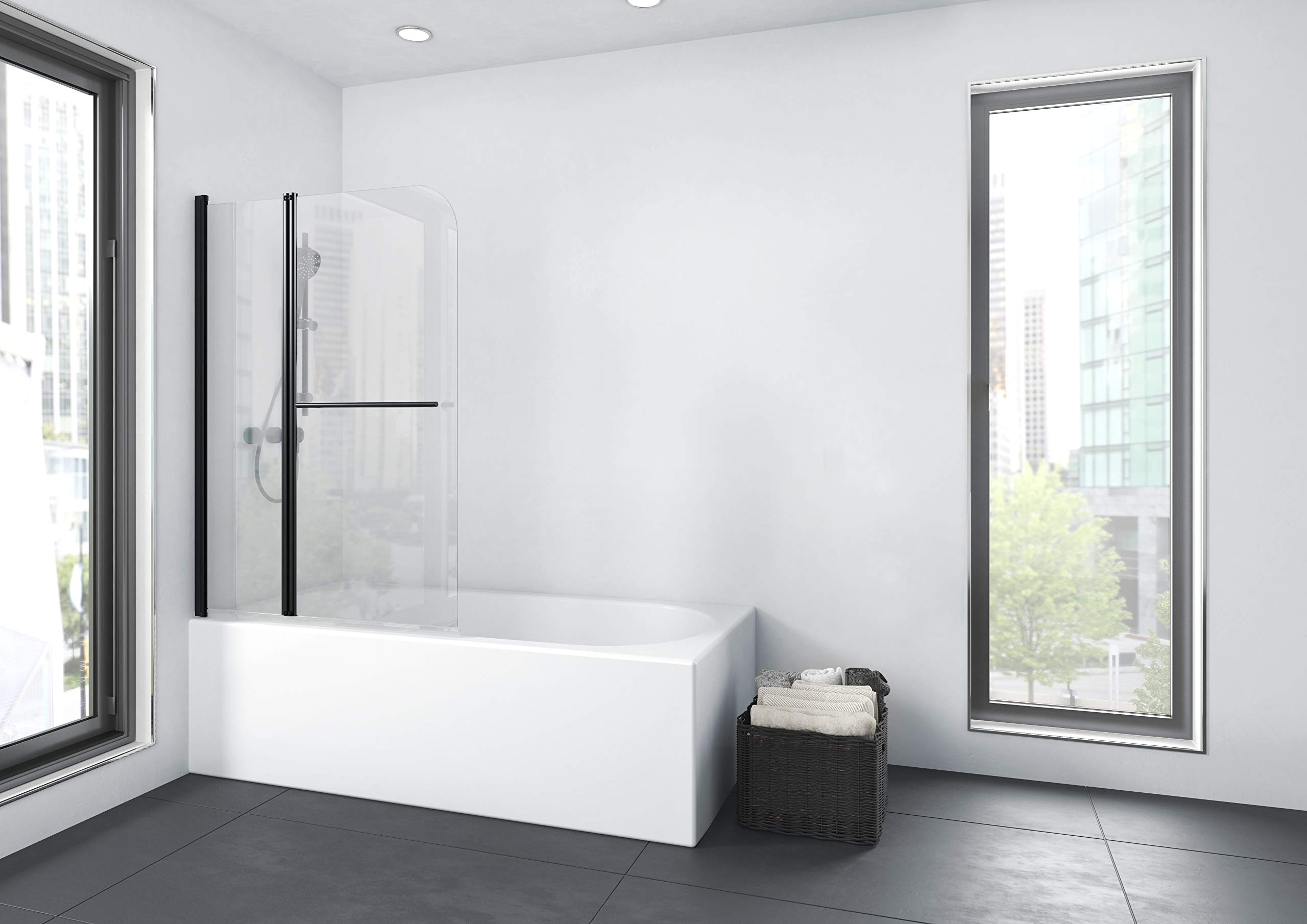 MARWELL BWF285 Factory Folding Bath Screen Matt Black