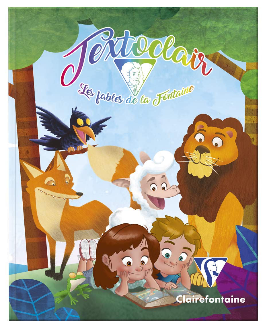 Clairefontaine 9699C Semi-Rigid Textoclair Book "Les Fables de La Fontaine" Hard Book with Detachable - 17x22 cm - 180 Seyes Ruled Pages - White Paper 90 g