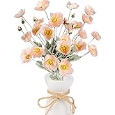 Libeking Artificial Poppy Flowers 8pcs Coral Pink Poppies Flowers Artificial Realistic Faux Flowers for Vase for Home Tables Decor Wedding Party Baby Shower Centerpieces Decor (Coral Pink)