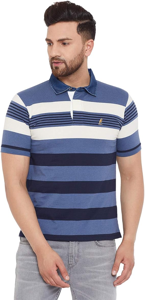Buy HARBORNBAY Harbor n Bay Blue Striped Polo T Shirt