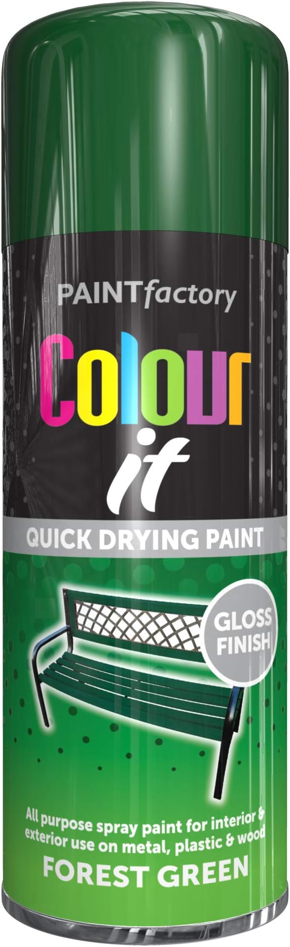 PAINTfactory All Purpose Forest Green 400ML Gloss Finish Spray Paint