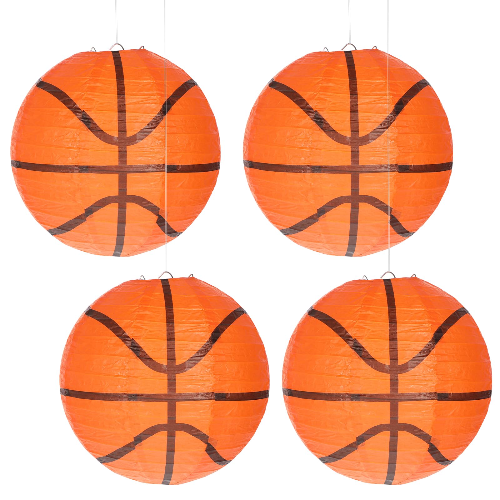 Photo 1 of 4 Pcs Orange Basketball Paper Lanterns, 8'' Basketball Party Decorations, Hanging Basketball Decorations, Creative Basketball Party Decorations for Table Sports Themed, Birthday Party Supplies