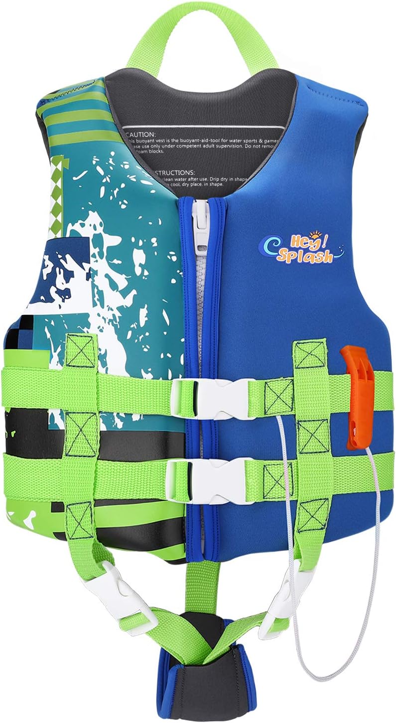 HeySplash Life Jacket for Kids, Child Size Watersports Swim Vest Flotation Device, Boys Girls Swim Training Aid Suitable for 35-55 lbs(Size M) & 55-77 lbs(Size L)