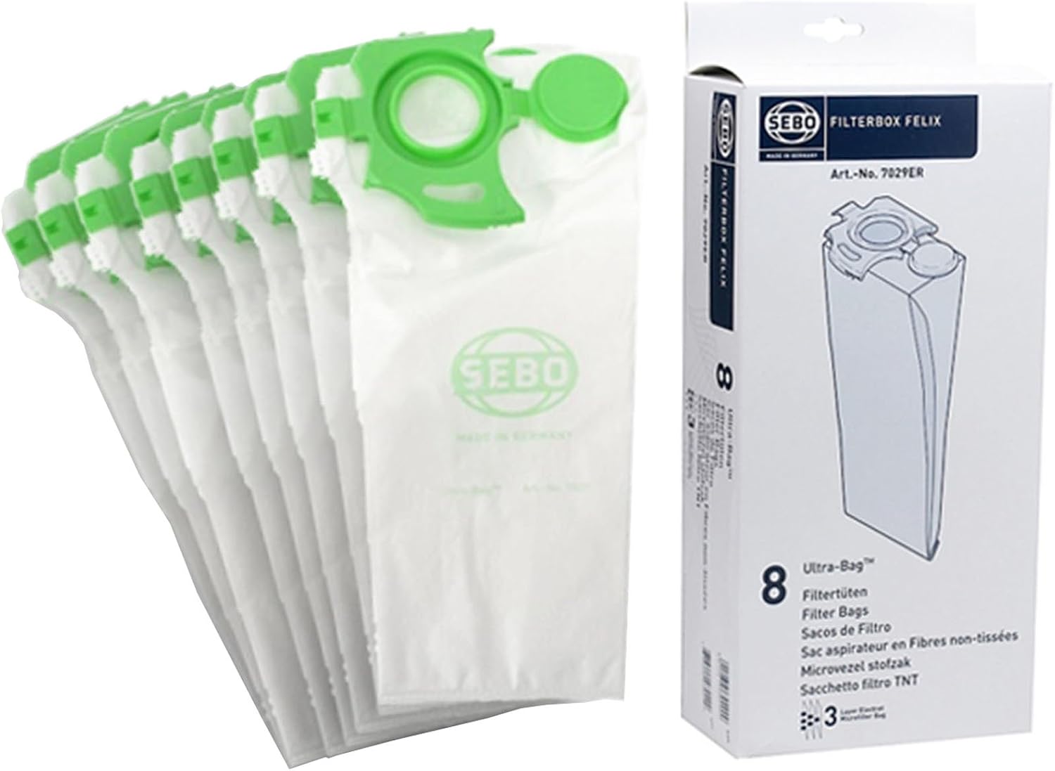 SEBO Felix & Dart 1 2 Genuine Vacuum Cleaner Bags & Motor Filter Set, Gray - Image 3